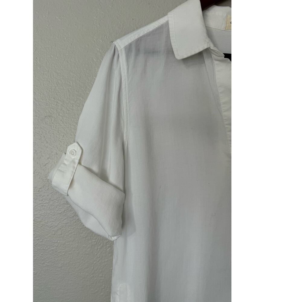 Cloth & Stone White Lyocell Frayed Hem Shirt Dress Size Medium - Picture 7 of 9